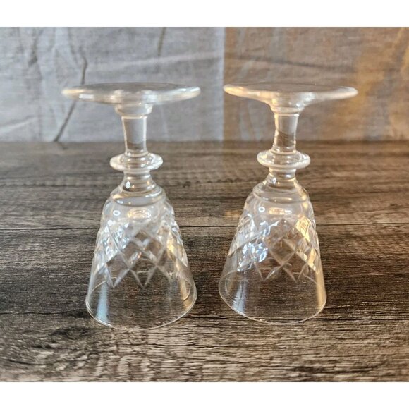 Vintage Webb Corbett England Crystal Wine Glasses Heavy Cut Etched Stamped Clear - Picture 2 of 13